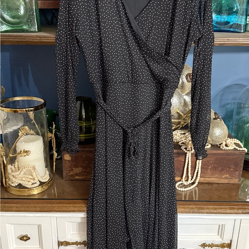 Allison Brittney Black and White Polka Dot Maxi Dress